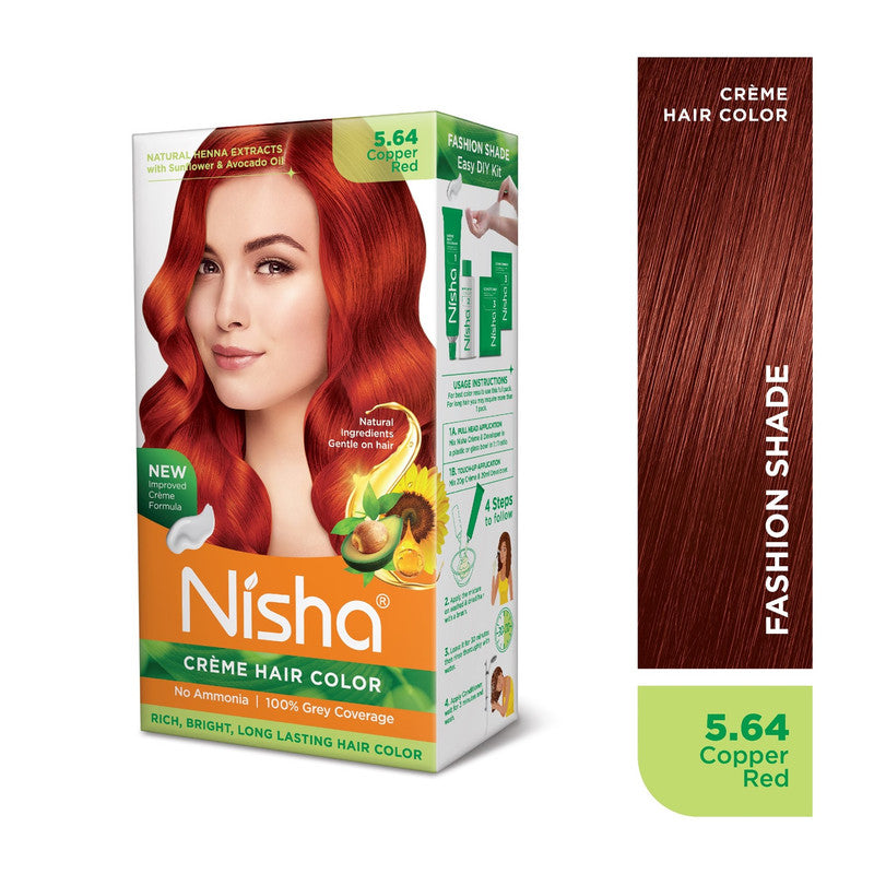 Nisha Creme Hair Color for Women and Men- Copper Red, 120gm, Long-lasting, 100% Grey Coverage Permanent Hair Colour-1