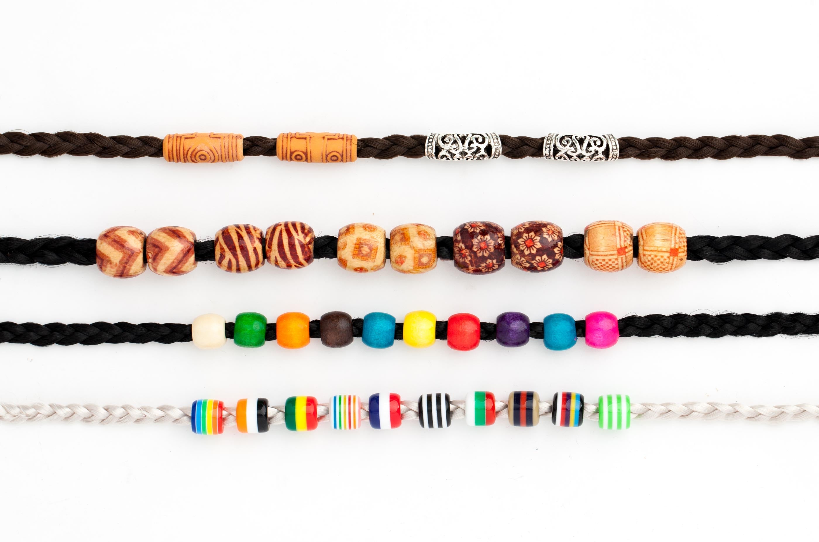 Wooden hair beads small colored AFROline (10pcs)