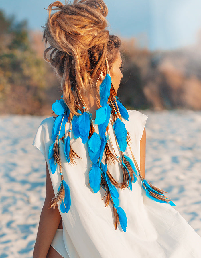 Hajékszer colored feather hair ornament Green AFROline (1pc)